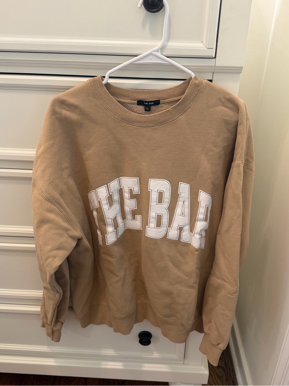 The Bar Varsity Sweatshirt, Beige, Size Large
